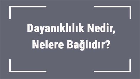 Dayanıklılık Özellikleri Nelerdir?